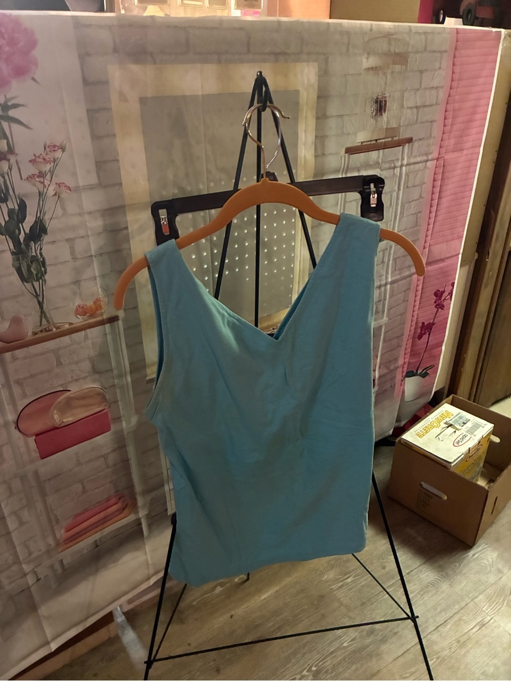 Carol Rose Sleeveless V-Neck Tank Top in Light Blue